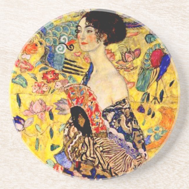 Gustav Klimt Lady with Fan Coaster (Front)
