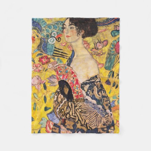 Gustav Klimt _ Lady with Fan Fleece Blanket