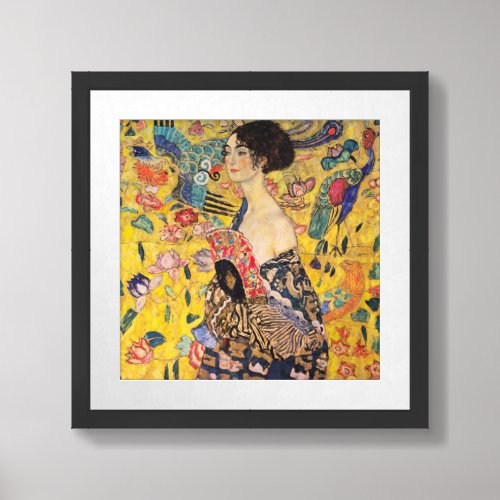 Gustav Klimt _ Lady with Fan Framed Art