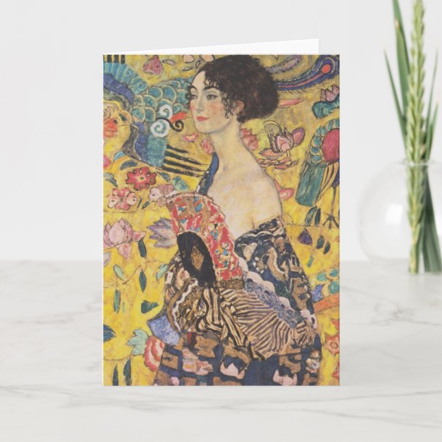 Gustav Klimt Lady With Fan Greeting Card (Front)