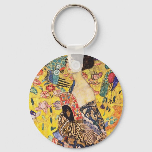 Gustav Klimt Lady With Fan Keychain (Front)