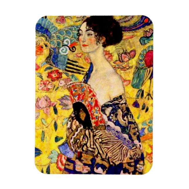 Gustav Klimt Lady with Fan Magnet (Vertical)