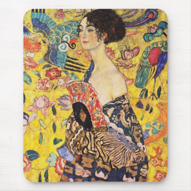 Gustav Klimt Lady With Fan Mouse Pad (Front)