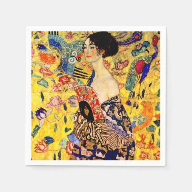 Gustav Klimt Lady with Fan Napkins (Front)