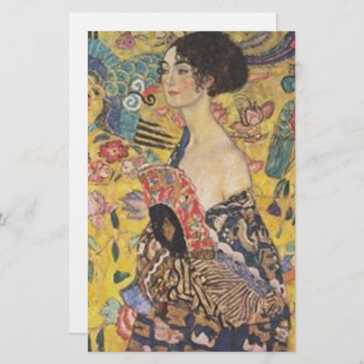 Gustav Klimt - Lady With Fan Painting (Front/Back)
