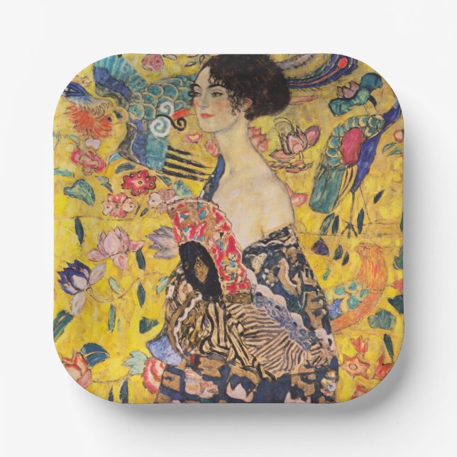 Gustav Klimt - Lady with Fan Paper Plates (Front)