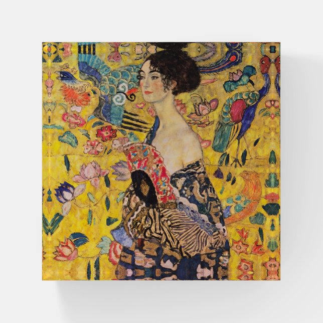 Gustav Klimt - Lady with Fan Paperweight (Front)