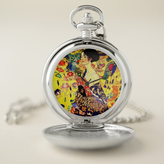 Gustav Klimt Lady with Fan Pocket Watch (Inside)