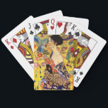 Gustav Klimt Lady with Fan Poker Cards<br><div class="desc">Playing Cards featuring Gustav Klimt’s oil painting Lady with Fan (1918). A woman wearing a blue kimono holds a red fan against a colorful yellow background of flowers and peacocks. A great gift for fans of Japonisme and European art.</div>