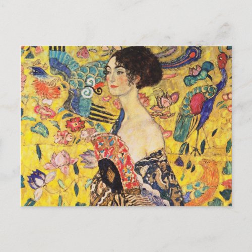 Gustav Klimt Lady With Fan Postcard