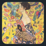 Gustav Klimt Lady With Fan Square Sticker<br><div class="desc">Gustav Klimt Lady With Fan</div>