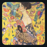 Gustav Klimt Lady With Fan Square Sticker<br><div class="desc">Gustav Klimt Lady With Fan</div>