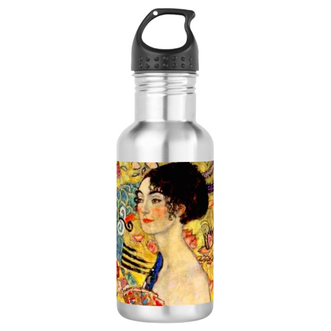 Gustav Klimt Lady with Fan Stainless Steel Water Bottle (Front)