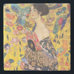 Gustav Klimt - Lady with Fan Stone Coaster<br><div class="desc">Lady with Fan - Gustav Klimt,  Oil on Canvas,  1917-1918</div>