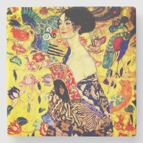 Gustav Klimt Lady with Fan Stone Coaster