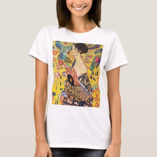 Gustav Klimt Lady With Fan T_Shirt