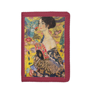 Gustav Klimt - Lady with Fan Tri-fold Wallet