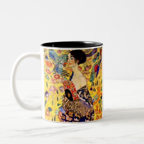 Gustav Klimt Lady with Fan Two_Tone Coffee Mug