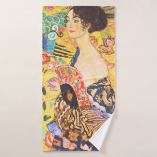 Gustav Klimt Lady With Fan vintage art nouveau Bath Towel Set