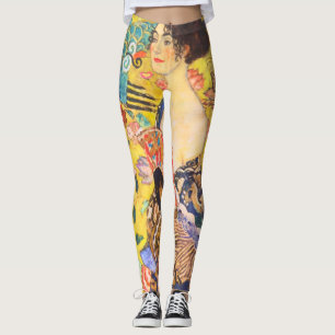 Gustav Klimt Lady With Fan vintage art nouveau Leggings