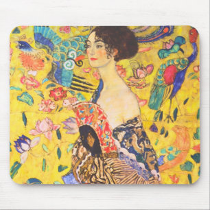 Gustav Klimt Lady With Fan vintage art nouveau Mouse Pad