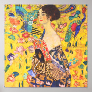 Gustav Klimt Lady With Fan vintage art nouveau Poster