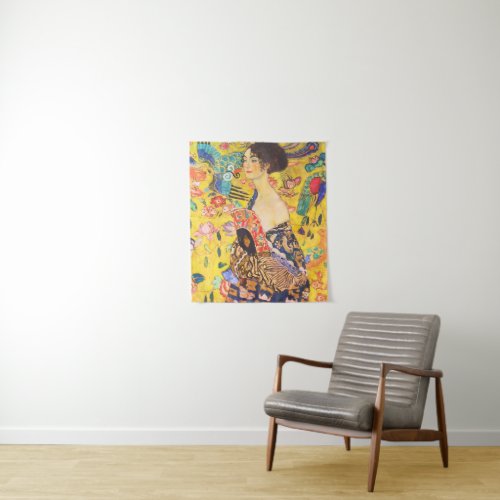 Gustav Klimt Lady With Fan vintage art nouveau Tapestry