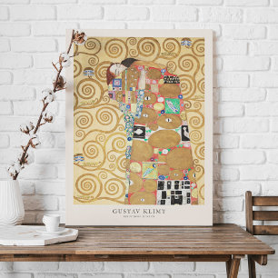 Gustav Klimt Lovers Embrace Art Exhibition Poster Canvas Print