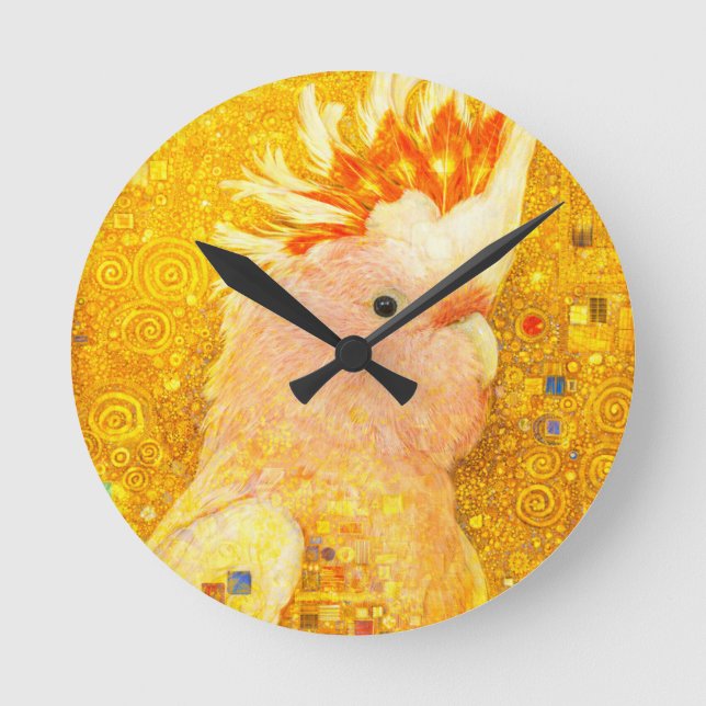 Gustav Klimt Major Mitchell Cockatoo Round Clock (Front)