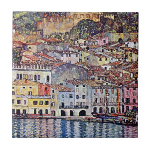 Gustav Klimt - Malcesine at Lake Garda Italy Ceramic Tile