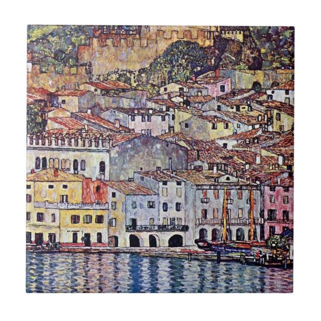 Gustav Klimt - Malcesine at Lake Garda Italy Ceramic Tile (Front)