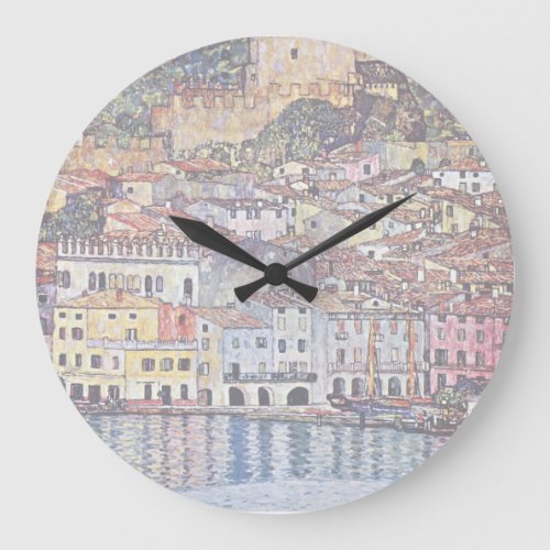 Gustav Klimt _ Malcesine at Lake Garda Italy Large Clock