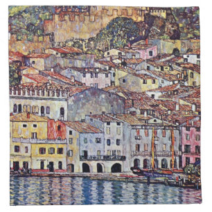 Gustav Klimt - Malcesine at Lake Garda Italy Napkin