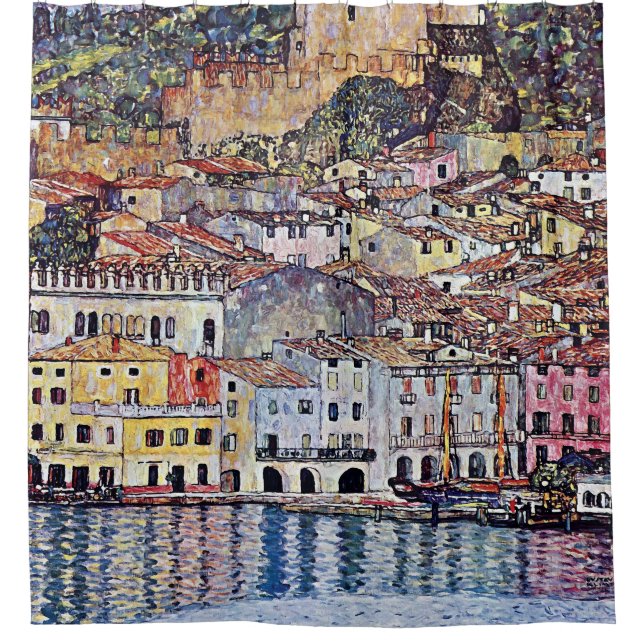 Gustav Klimt - Malcesine at Lake Garda Italy Shower Curtain (Front)