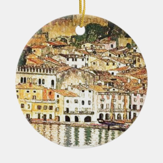 Gustav Klimt - Malcesine on Lake Garda Ceramic Ornament (Front)