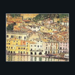 Gustav Klimt- Malcesine on Lake Garda Postcard<br><div class="desc">This Art Nouveau (Modern) cityscape masterpiece titled, Malcesine on Lake Garda is made by the famous painter, Gustav Klimt using oil on canvas in 1913. Gustav Klimt was an Austrian symbolist painter and one of the most prominent members of the Vienna Secession movement. Klimt is noted for his paintings, murals,...</div>
