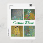 Gustav Klimt Masterpieces Postcard<br><div class="desc">Gustav Klimt Masterpieces Patchwork: The Kiss,  Flower Garden,  Country Garden with Sunflowers,  Rosebushes under the Trees</div>