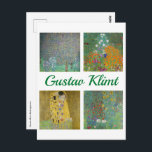 Gustav Klimt Masterpieces Postcard<br><div class="desc">Gustav Klimt Masterpieces Patchwork: The Kiss,  Flower Garden,  Country Garden with Sunflowers,  Rosebushes under the Trees</div>