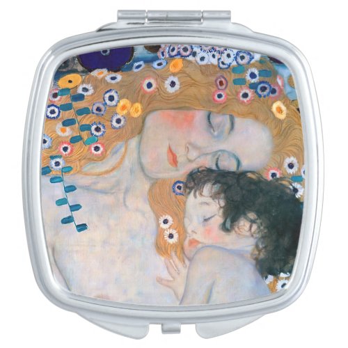 Gustav Klimt _ Mother and Child Compact Mirror