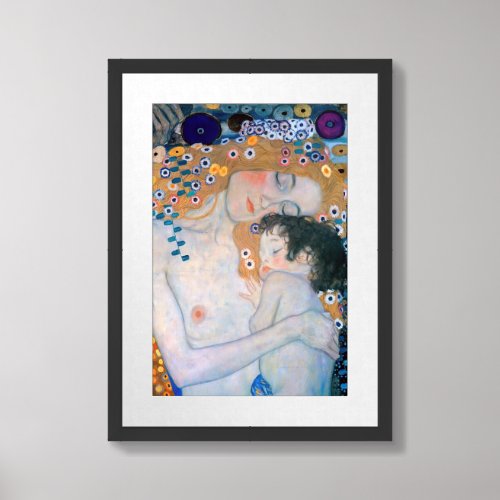 Gustav Klimt _ Mother and Child Framed Art