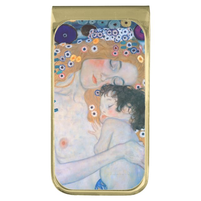 Gustav Klimt - Mother and Child Gold Finish Money Clip (Front Vertical)