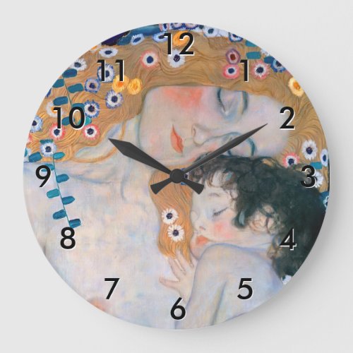 Gustav Klimt _ Mother and Child Large Clock