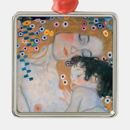 Gustav Klimt _ Mother and Child Metal Ornament