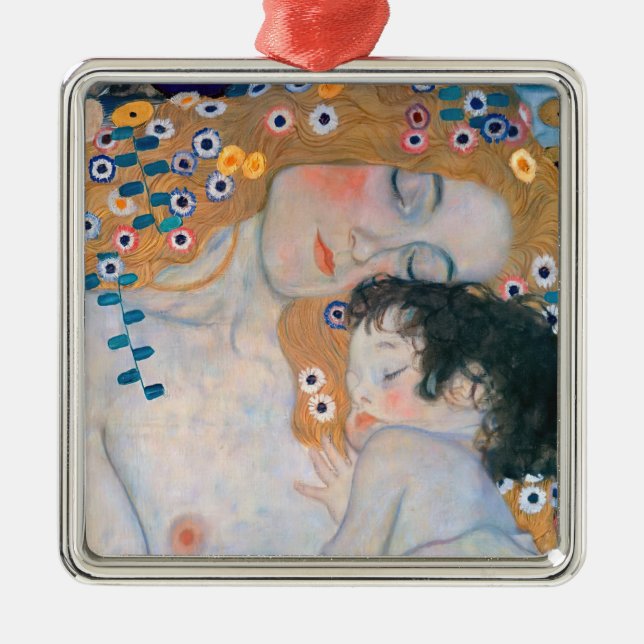 Gustav Klimt - Mother and Child Metal Ornament (Front)