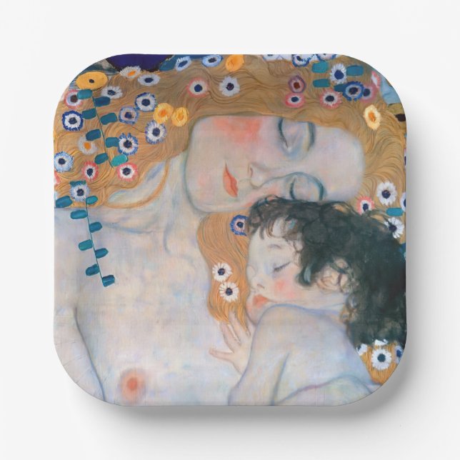 Gustav Klimt - Mother and Child Paper Plates (Front)