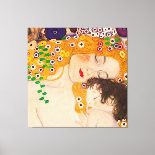 Gustav Klimt  _  Mother and Child Poster Canvas Print