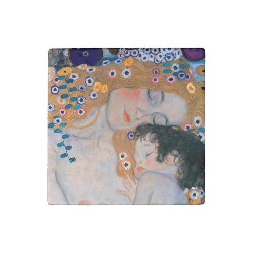 Gustav Klimt _ Mother and Child Stone Magnet