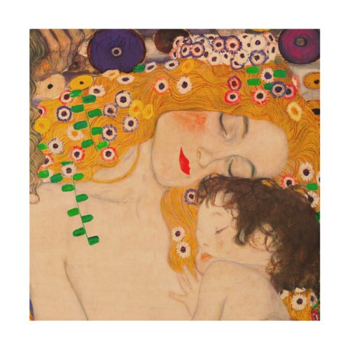 Gustav Klimt _ Mother and Child Wood Wall Art