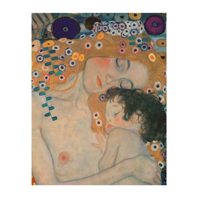 Gustav Klimt - Mother and Child Wood Wall Art (Front)