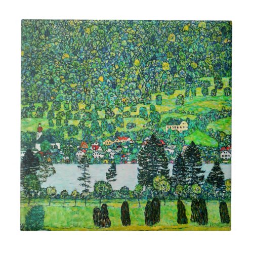 Gustav Klimt _ Mountain Slope at Unterach Ceramic Tile